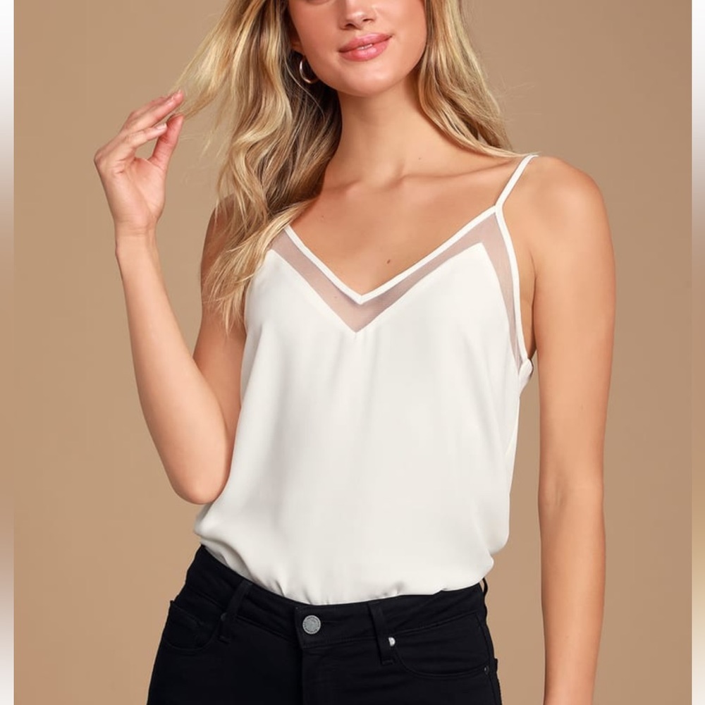 Lulu’s Sweet Fling White Mesh Tank Top